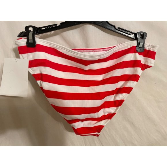Women's Ribbed Red/White Striped Mid Bottoms California Sunshine L Large - Picture 2 of 5